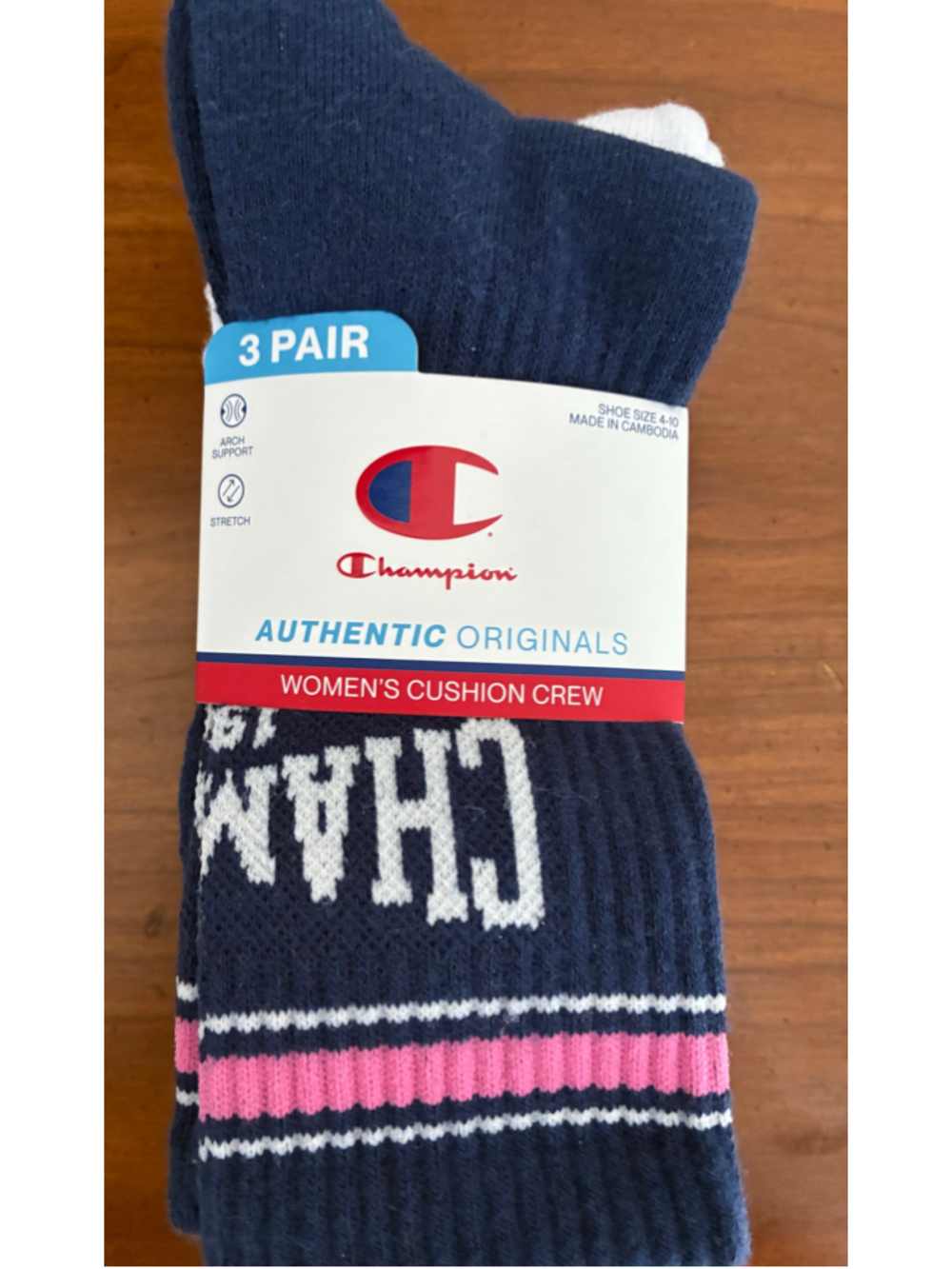 Champion Cushion Crew Socks 3-Pair Set Blue Pink White